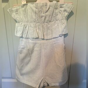 White strapless ruffle top romper size 4